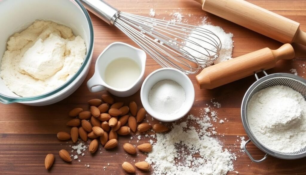 utensilios de cocina para preparar masa de almendras